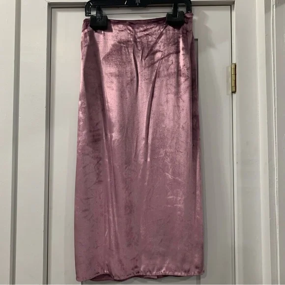 Vince Panne Velvet Purple Midi Skirt Size 4 - Picture 4 of 10